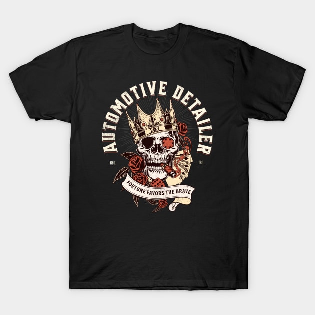 Automotive Detailer - Skull with Cigar Design T-Shirt by best-vibes-only